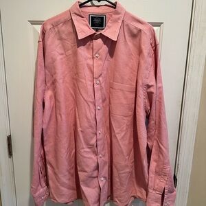 Charles Tyrwhitt Textured Pink Men's Long Sleeve Dress Shirt XXL Classic Fit